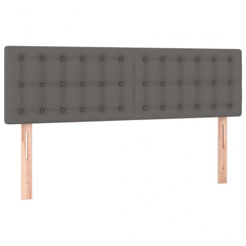 Kontinentalseng med LED-lys 140×200 cm - kunstlæder, grå