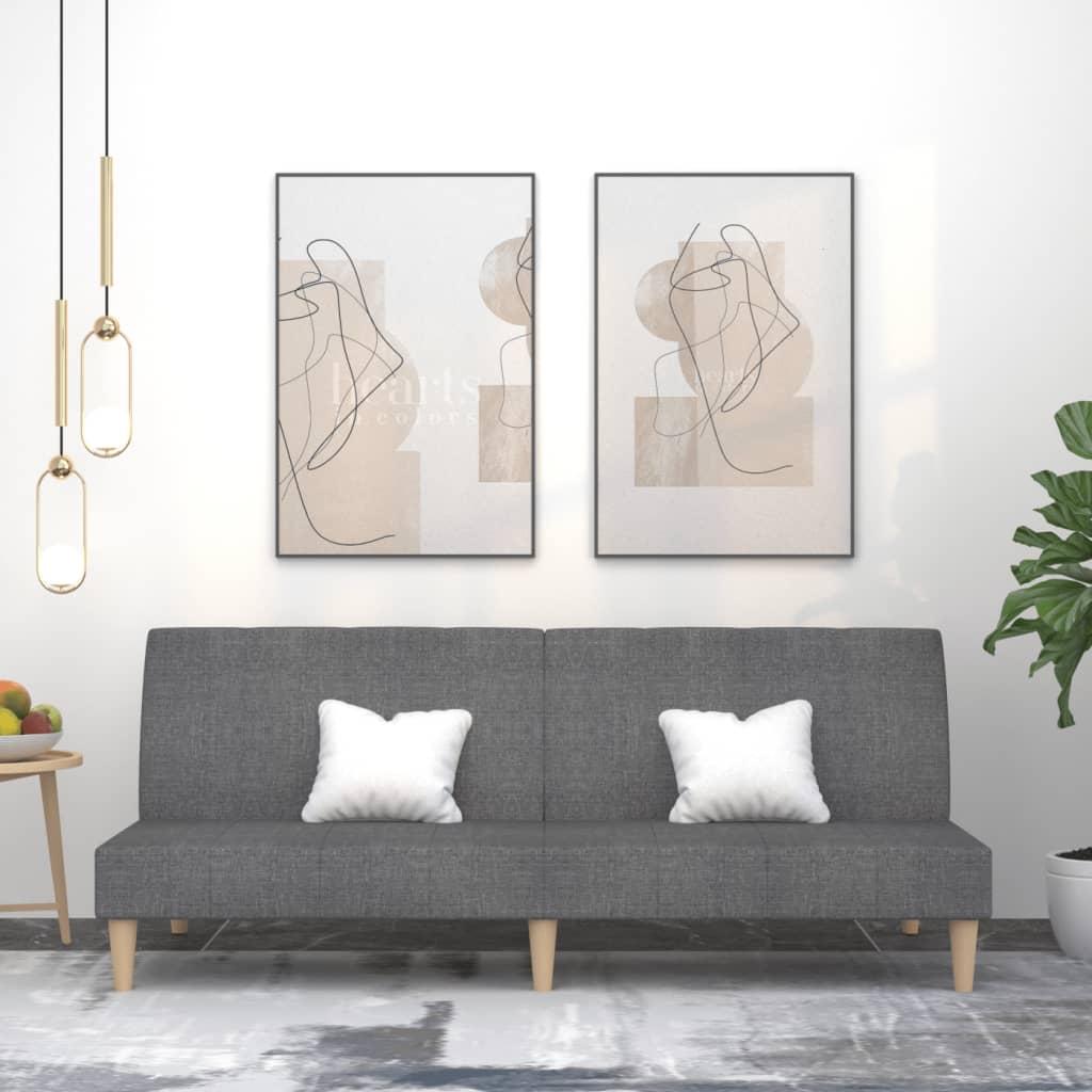 2-Personers Sovesofa Stof - Lysegrå / Uden armlæn