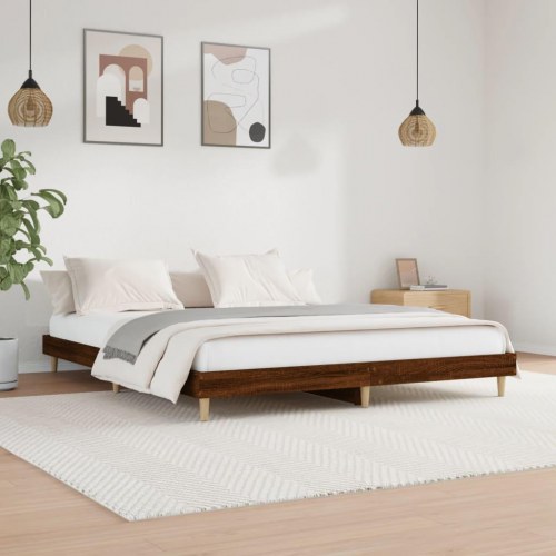 Sengeramme 140x200 cm uden madras konstrueret træ brunt eg