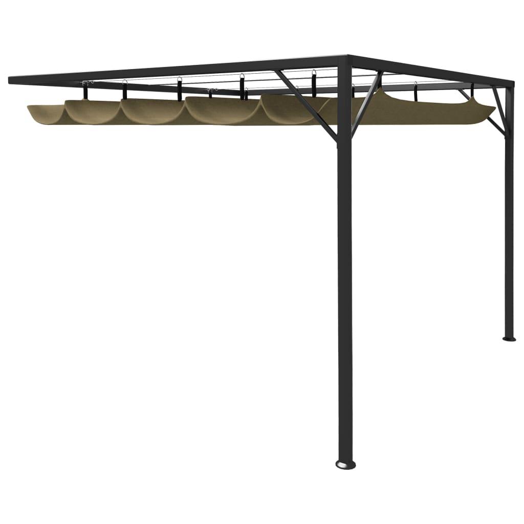 Vægpavillon med tilbagetrækkeligt tag 3x3 m 180 g/m² gråbrun