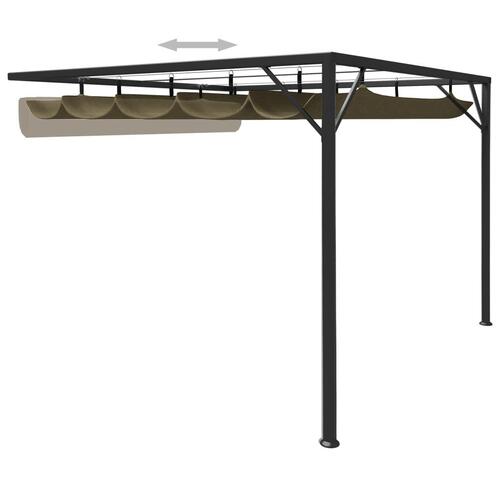 Vægpavillon med tilbagetrækkeligt tag 3x3 m 180 g/m² gråbrun