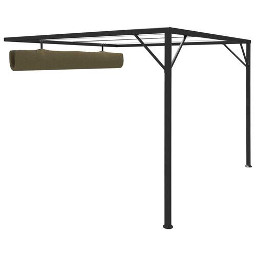 Vægpavillon med tilbagetrækkeligt tag 3x3 m 180 g/m² gråbrun