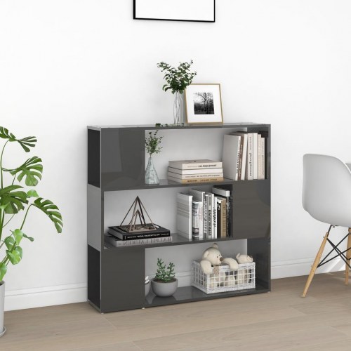 Bogskab/rumdeler 100x24x94 cm konstrueret træ grå højglans