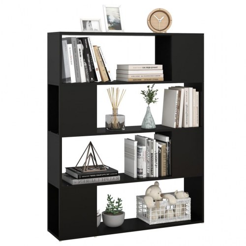 Bogreol/rumdeler 100×24×124 cm - sort, konstrueret træ