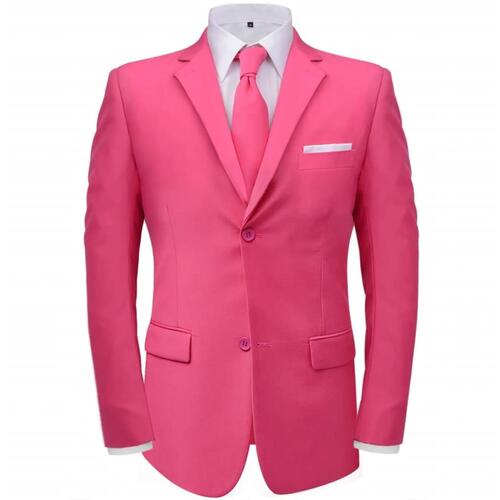 Mænd 2 Jakkesæt med Slips Pink Størrelse 46