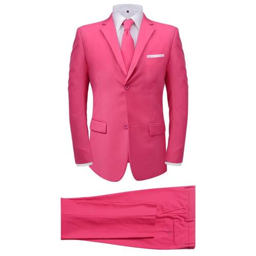Mænd 2 Jakkesæt med Slips Pink Størrelse 48