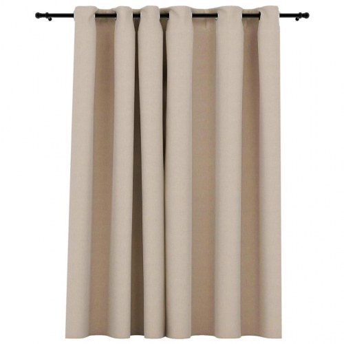 Mørklægningsgardin med øjer 290×245 cm i hør-look - beige