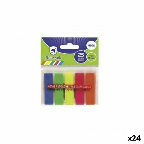 Bismark klæbende huskesedler, neon, 4,5 × 1,2 cm - 24 enheder