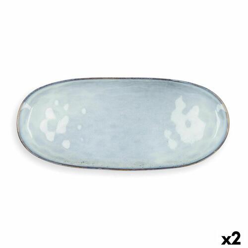 Fad Quid Boreal Blå Keramik 36 x 16 cm (2 enheder) (Pack 2x)