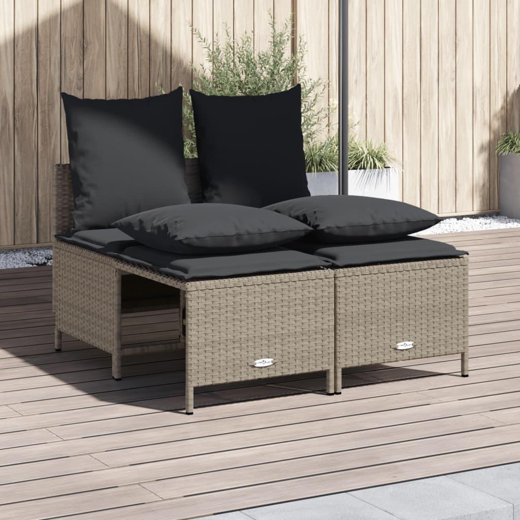 Sofasæt til haven 4 dele med hynder polyrattan lysegrå