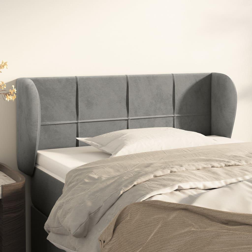 vidaXL sengegavl med kanter 83x23x78/88 cm fløjl lysegrå