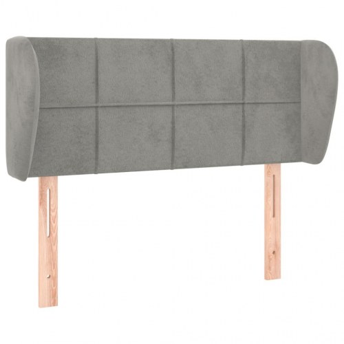 Sengegavl med kanter i fløjl - lysegrå, 83 x 23 x 78/88 cm