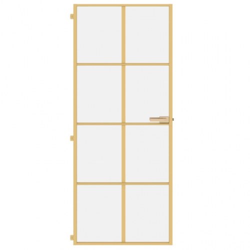 Indvendig glasdør 83 × 201,5 cm - hærdet glas og aluminiumsramme, guldfarvet