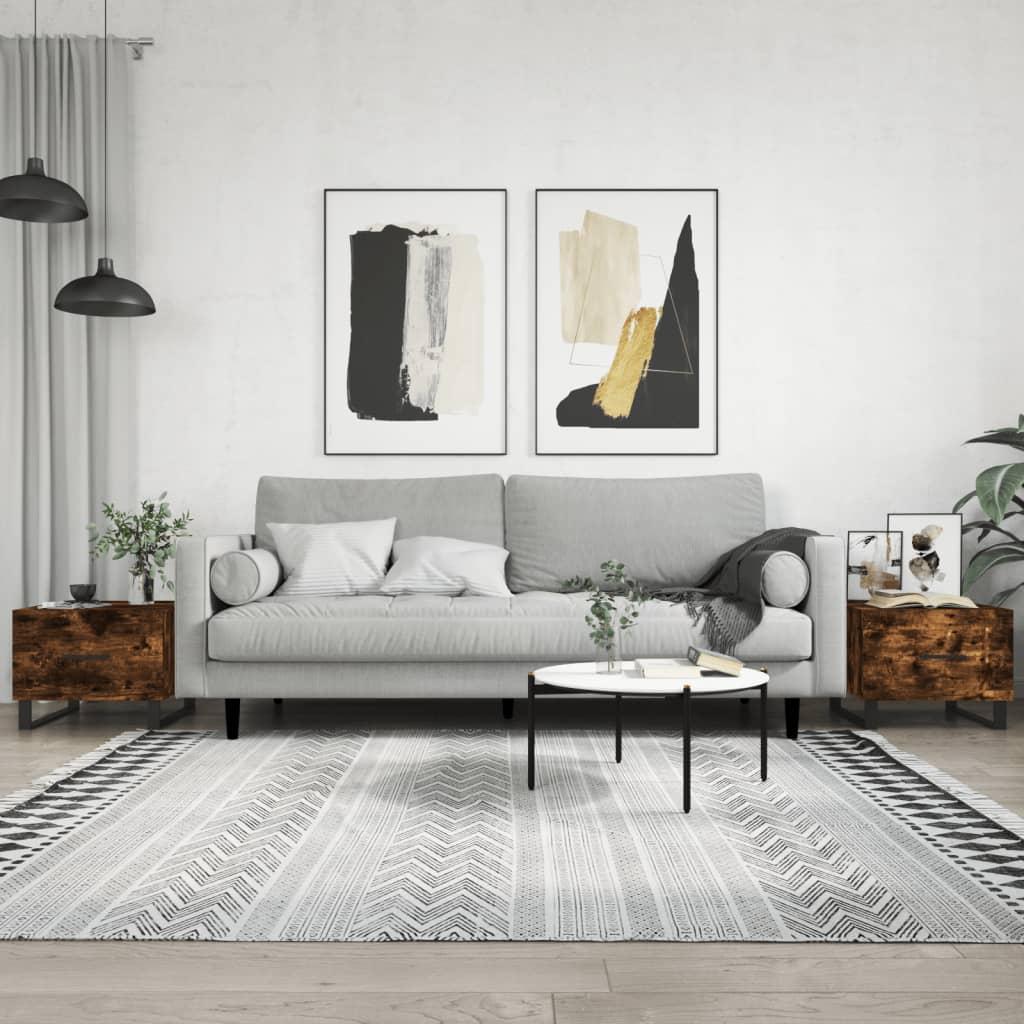 Sofaborde 2 stk. 50x50x40 cm konstrueret træ røget egetræsfarve billede
