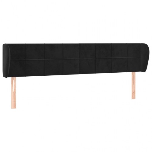 Sengegavl med kanter i fløjl - sort, 183 x 23 x 78/88 cm