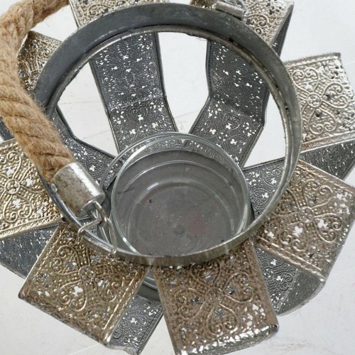 Kandelaber - sølvfarvet metal med tov, 21 × 21 × 23 cm, arabisk stil