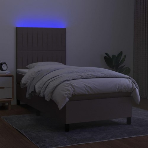 Kontinentalseng med LED-lys 80×200 cm - stof gråbrun