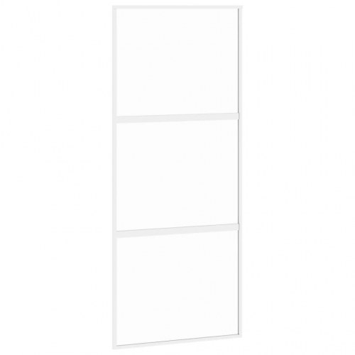 Skydedør 90×205 cm - hærdet glas og aluminium, hvid