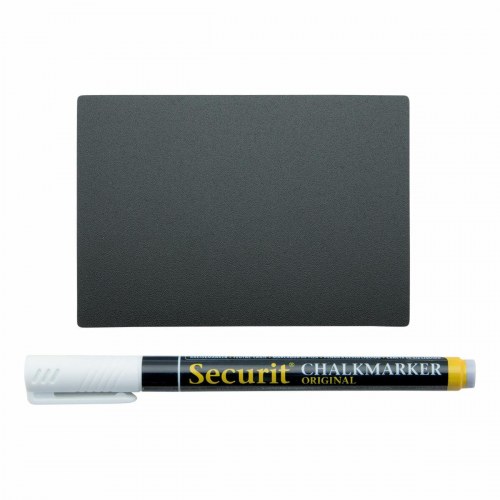 Securit tavleskilte sæt med støtte, A7 (7,4 × 10,5 cm), 20 stk., sort