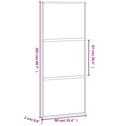 Skydedør 90×205 cm - hærdet glas og aluminium, hvid
