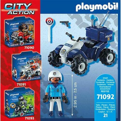 Legetøjssæt med køretøjer Playmobil Speed Quad City Action 71092 Politi (21 stk)