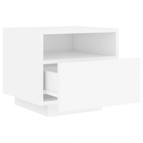 Sengeborde med LED-lys 2 stk. 40 x 39 x 37 cm - hvid