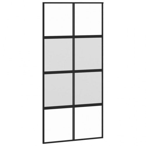 Skydedør 102,5x205 cm hærdet glas og aluminium sort
