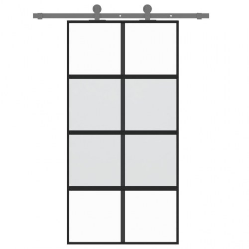 Skydedør 102,5x205 cm hærdet glas og aluminium sort