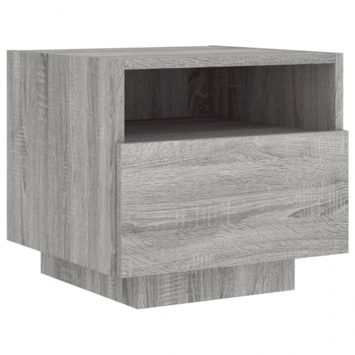 Sengeborde 2 stk. med LED-lys 40x39x37 cm grå sonoma-eg