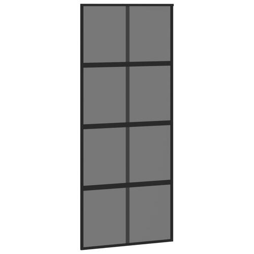 Skydedør 90x205 cm hærdet glas og aluminium sort