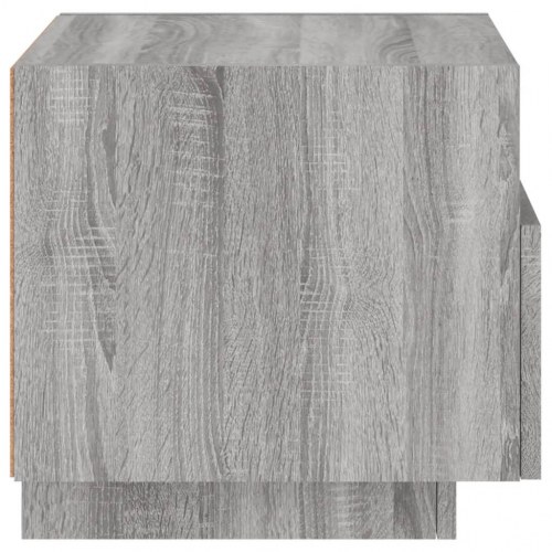 Sengeborde 2 stk. med LED-lys 40x39x37 cm grå sonoma-eg