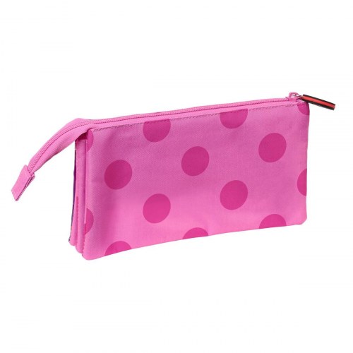 Lady Bug tredobbelt penalhus - fuchsia, 22 × 12 × 3 cm