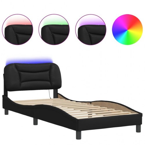 Sengeramme med LED Hvar 90 x 190 cm - sort