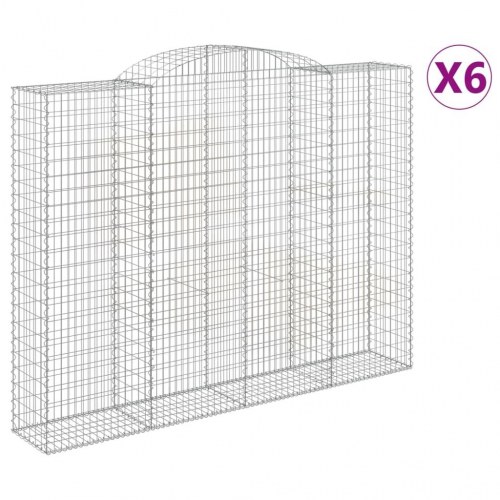 Buede gabionkurve - 6 stk. 300×50×220/240 cm i galvaniseret jern