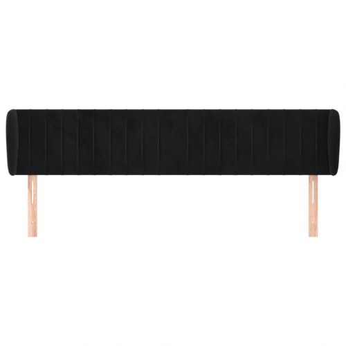 Sengegavl med kanter i fløjl 183 x 23 x 78/88 cm - sort