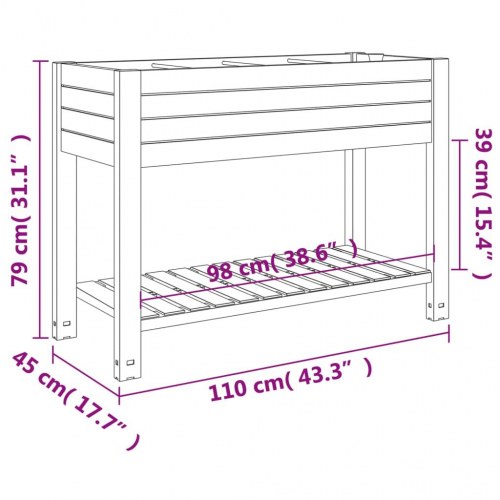 Højbed 110x45x79 cm polypropylen lysebrun