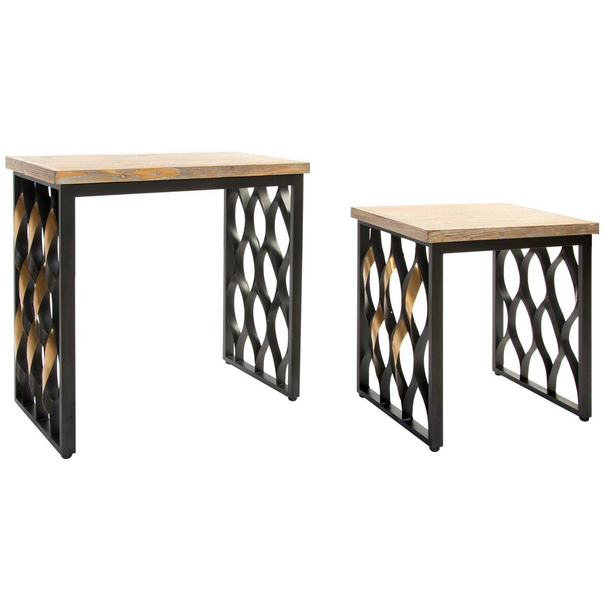 Sæt Med 2 Borde Home Esprit Træ Metal 64 X 34 X 65 Cm