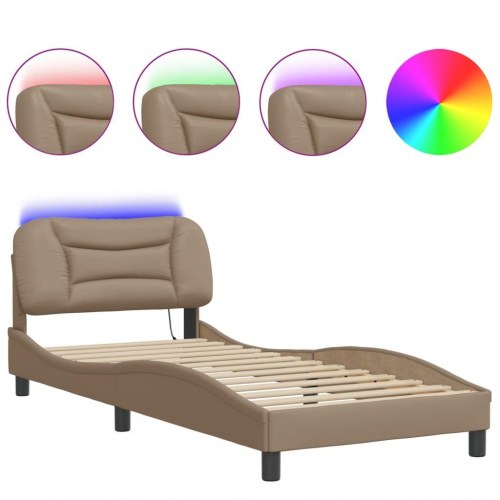 Sengeramme med LED Hvar 90 x 190 cm uden madras - cappuccino