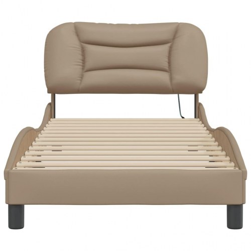 Sengeramme med LED Hvar 90 x 190 cm uden madras - cappuccino