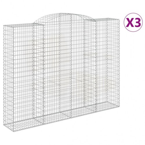 Buede gabionkurve - 3 stk. 300×50×220/240 cm i galvaniseret jern