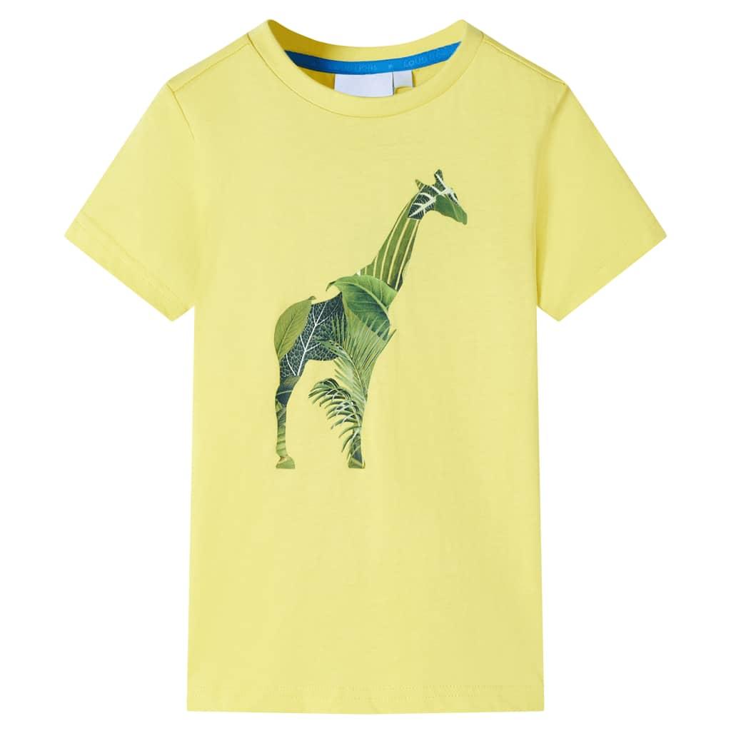T-shirt til børn str. 116 - gul med girafprint