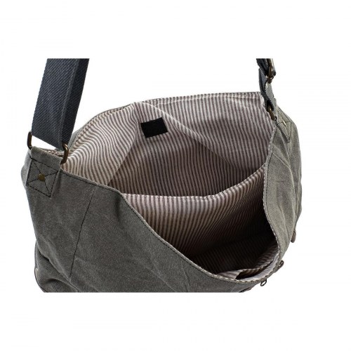 Skuldertaske med cykelmotiv - grå/brun 48 × 10 × 37 cm