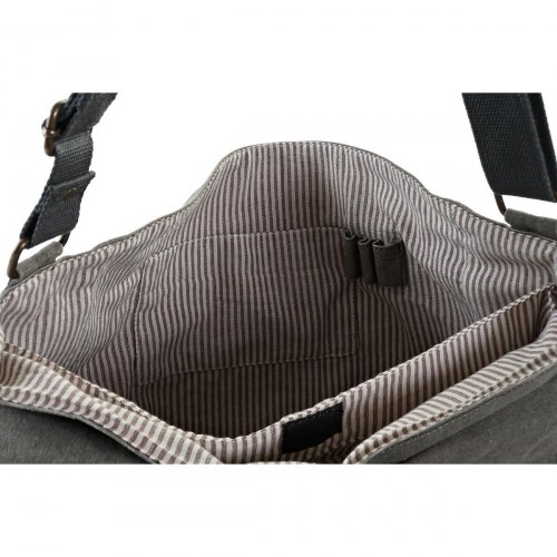 Skuldertaske med cykelmotiv - grå/brun 48 × 10 × 37 cm