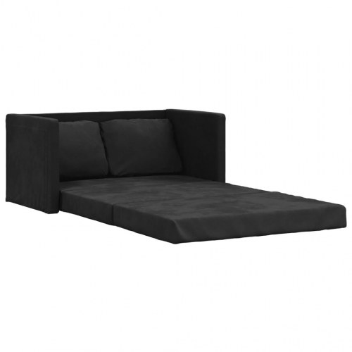 2-i-1 sovesofa i velour - sort, 122×204×55 cm