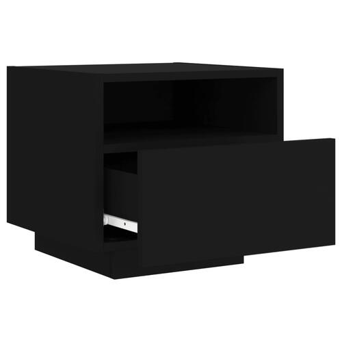Sengebord med LED-lys 40x39x37 cm sort