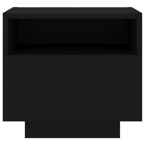 Sengebord med LED-lys 40x39x37 cm sort