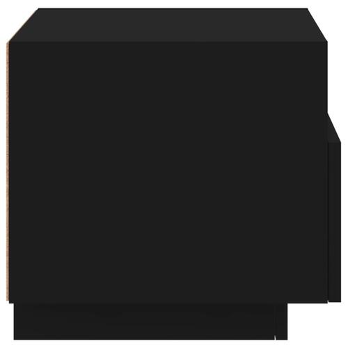 Sengebord med LED-lys 40x39x37 cm sort