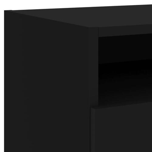 Sengebord med LED-lys 40x39x37 cm sort