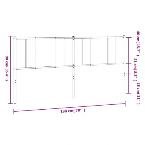 Sengegavl 193 cm metal sort
