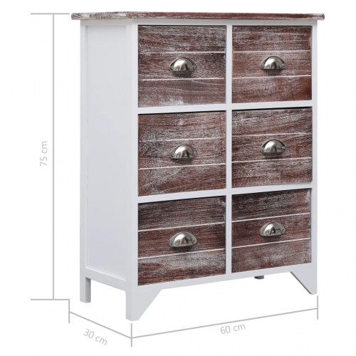 Kommode 60x30x75 cm 6 skuffer kejsertræ brun